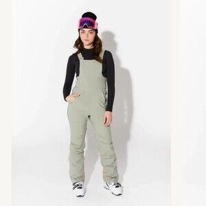 HALFDAYS Carson Size Small Green Bib Pant All-Mountain Snow Soft Shell Luxury